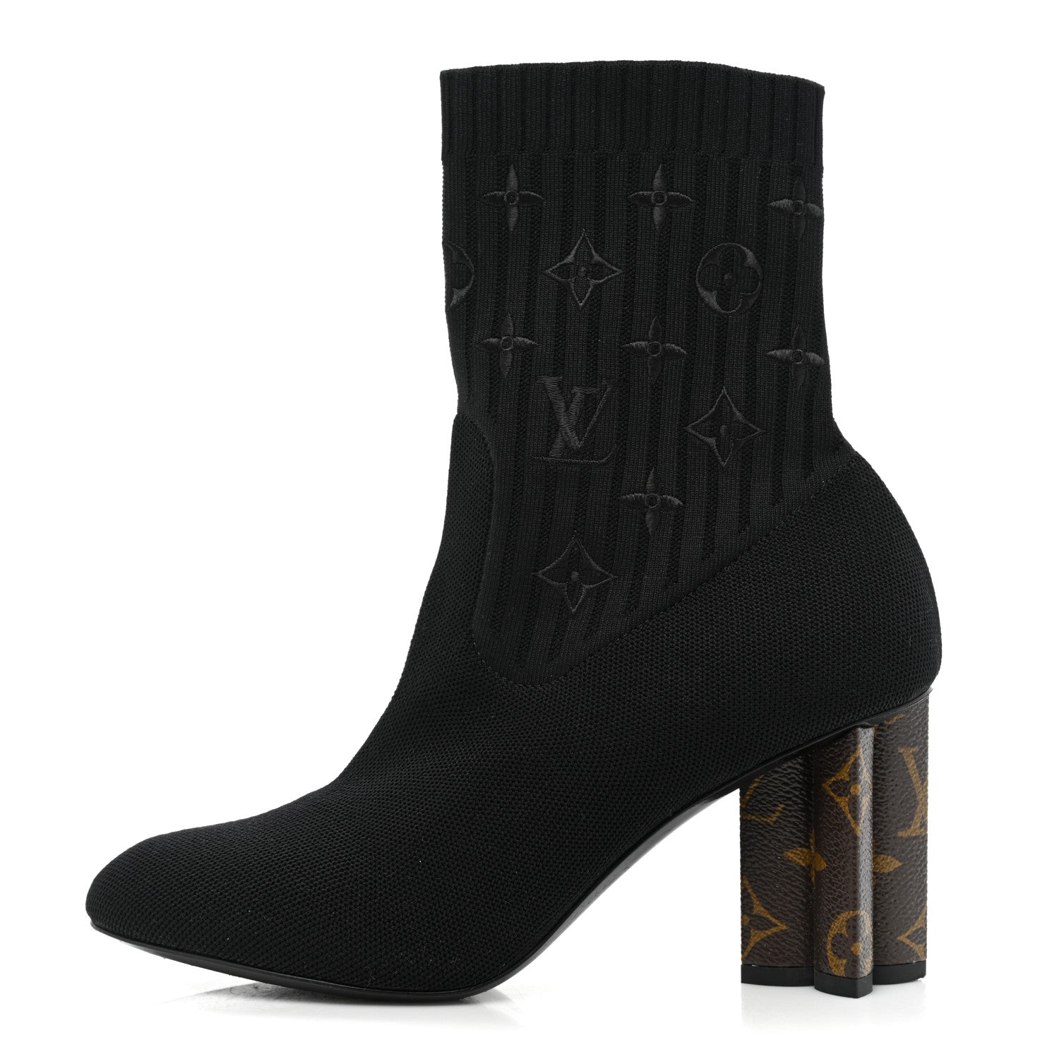 Louis Vuitton Monogram Stretch Fabric Silhouette Ankle Boots 38 Black 1 of 7