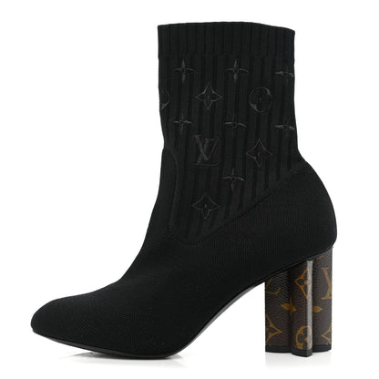 Louis Vuitton Monogram Stretch Fabric Silhouette Ankle Boots 38 Black 1 of 7