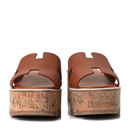 Hermes Calfskin Cork Eze 30 Sandals 37 Marron Glaise 3 of 8