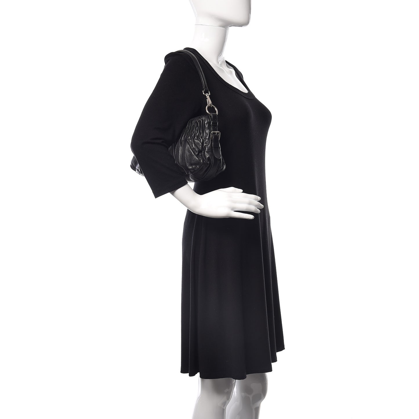 Nappa Drapes Shoulder Bag Nero Black