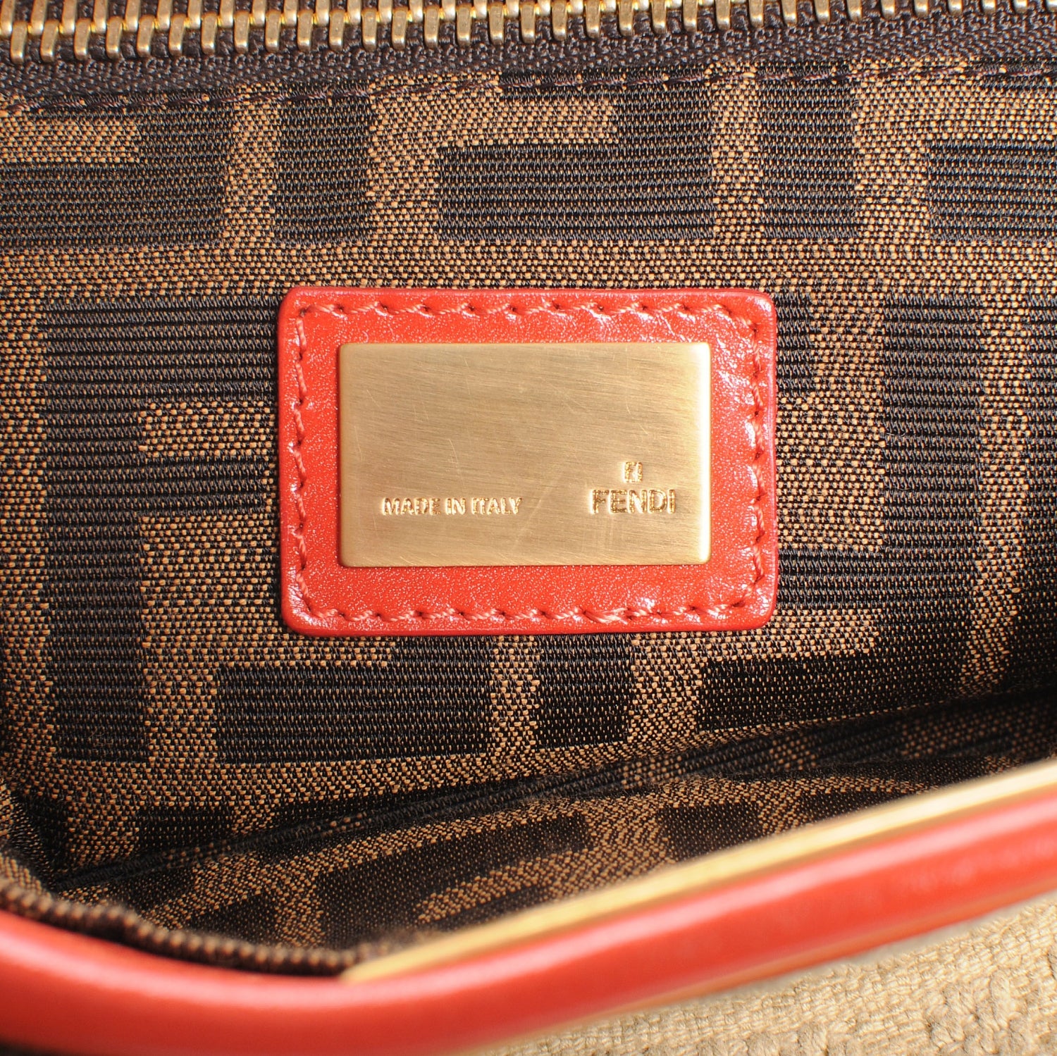 Fendi Corda Zucca Large Peekaboo Iconic Satchel Natural Pumpkin 8 of 9