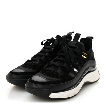 Chanel Velvet Calfskin Mixed Fibers CC Sneakers 35.5 Black 3 of 9
