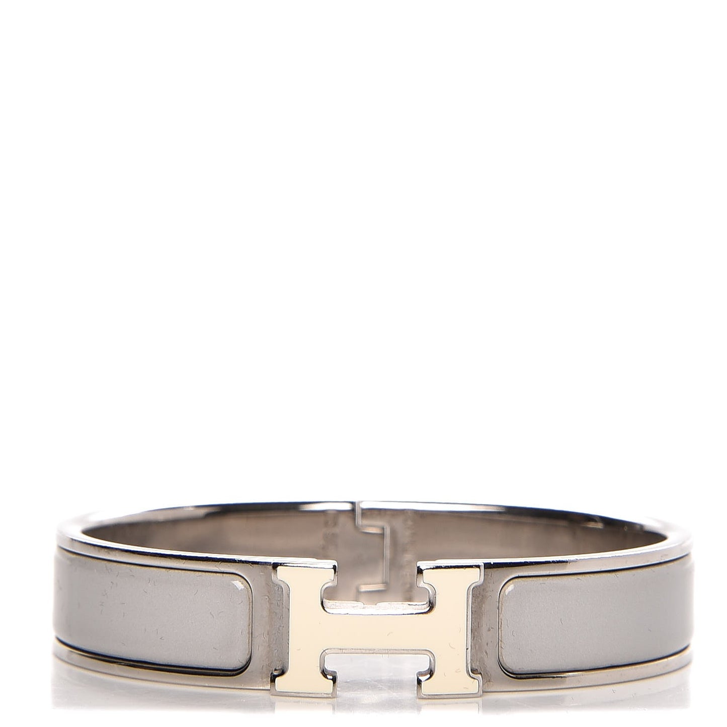 Enamel Narrow Clic Clac H Bracelet PM Blanc Gris Clair