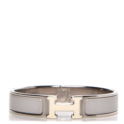 Hermes Enamel Narrow Clic Clac H Bracelet PM Blanc Gris Clair 1 of 4