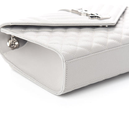 Saint Laurent Grain De Poudre Textured Mixed Matelasse Medium Triquilt Monogram Satchel Granite 8 of 9