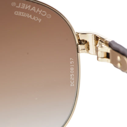 Chanel Pilot Summer Polarized Quilted Aviator Sunglasses 4204-Q Gold Brown 8 of 8