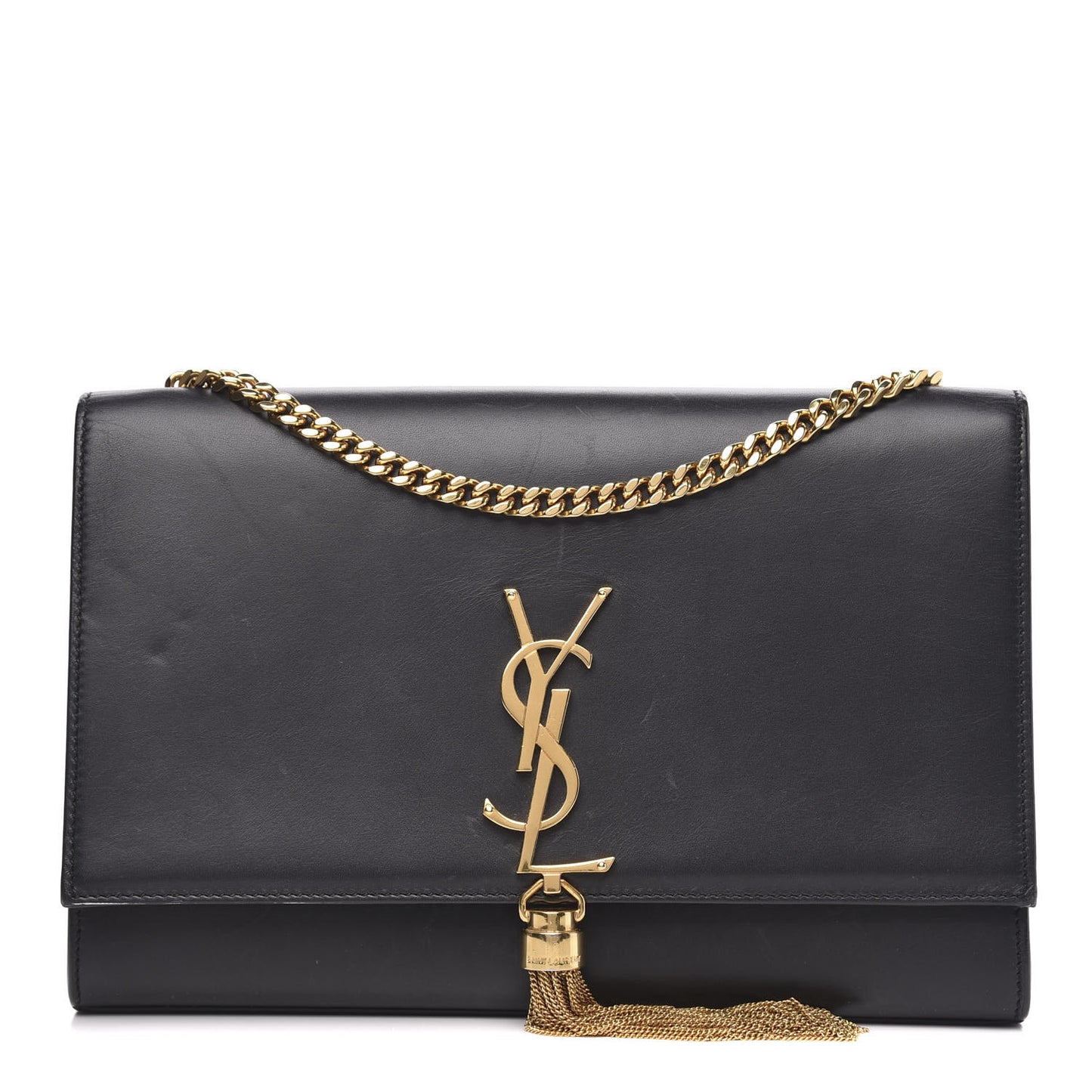Smooth Calfskin Medium Classic Monogram Kate Tassel Satchel Black