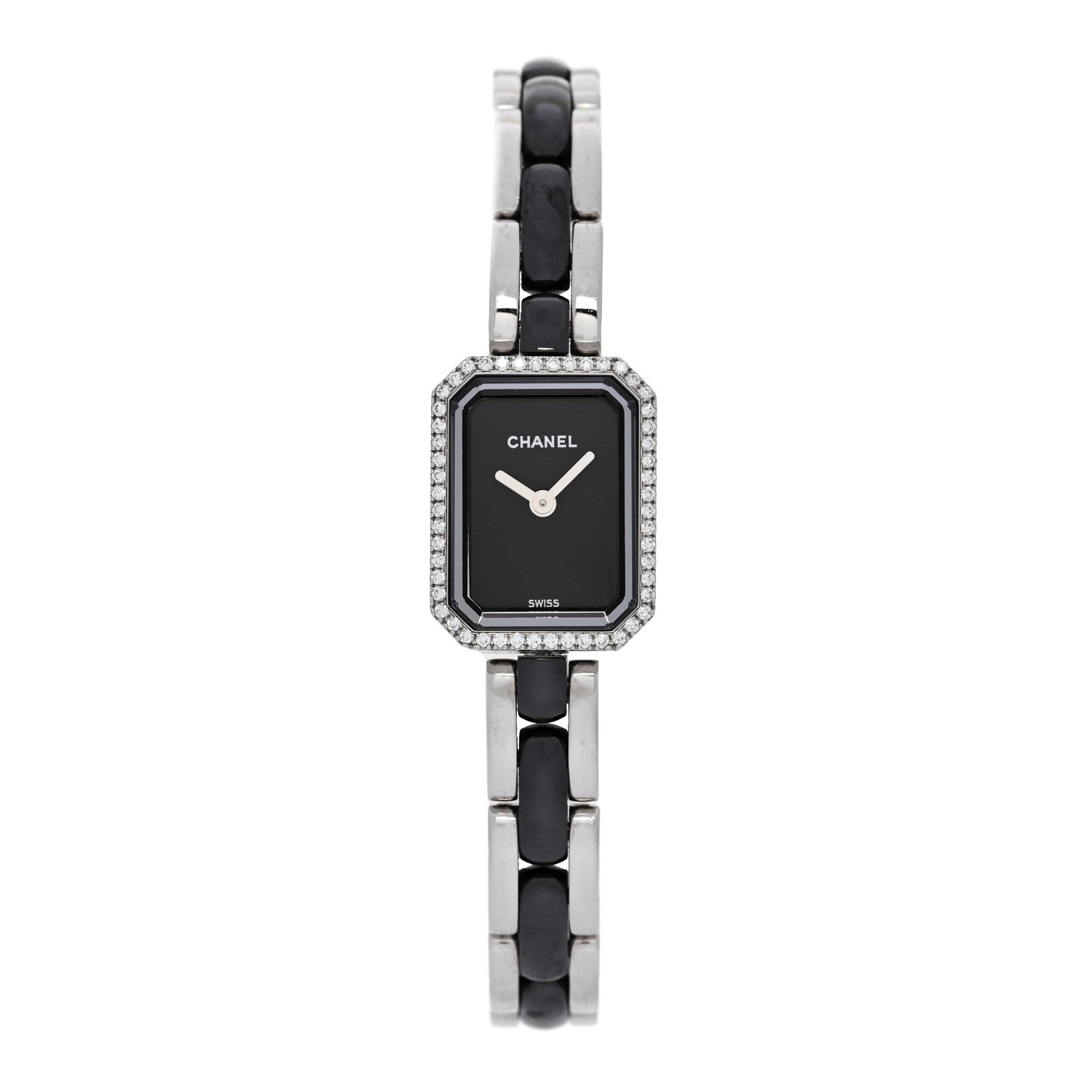 Chanel Stainless Steel Ceramic Diamond Bezel 16mm Premiere Quartz Watch Black 1 of 4