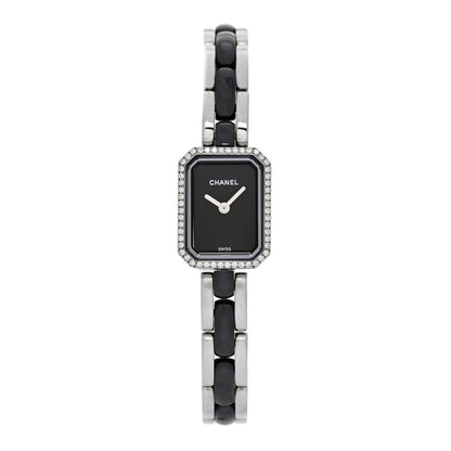 Chanel Stainless Steel Ceramic Diamond Bezel 16mm Premiere Quartz Watch Black 1 of 4
