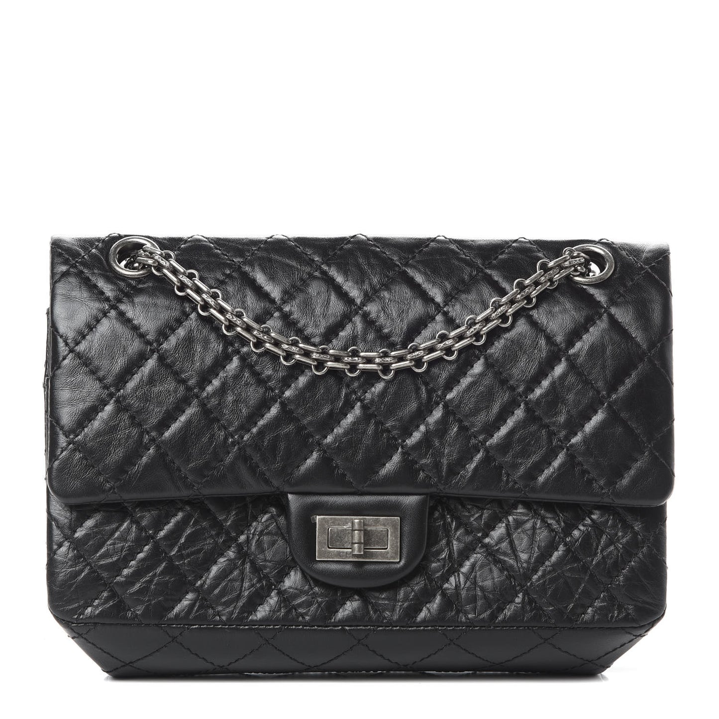 Aged Calfskin Quilted 2.55 Reissue 225 Flap Black