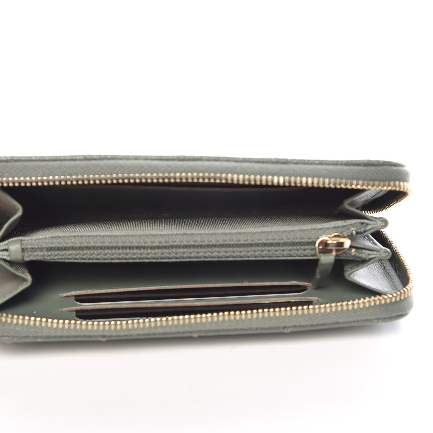Chanel Iridescent Caviar Quilted Medium Zip Around Wallet Light Green 5 of 9