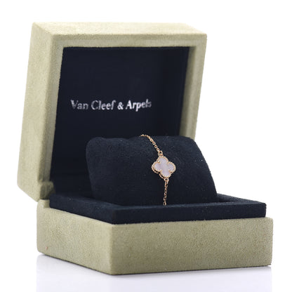 Van Cleef & Arpels 18K Yellow Gold Mother of Pearl Sweet Alhambra Bracelet 5 of 5