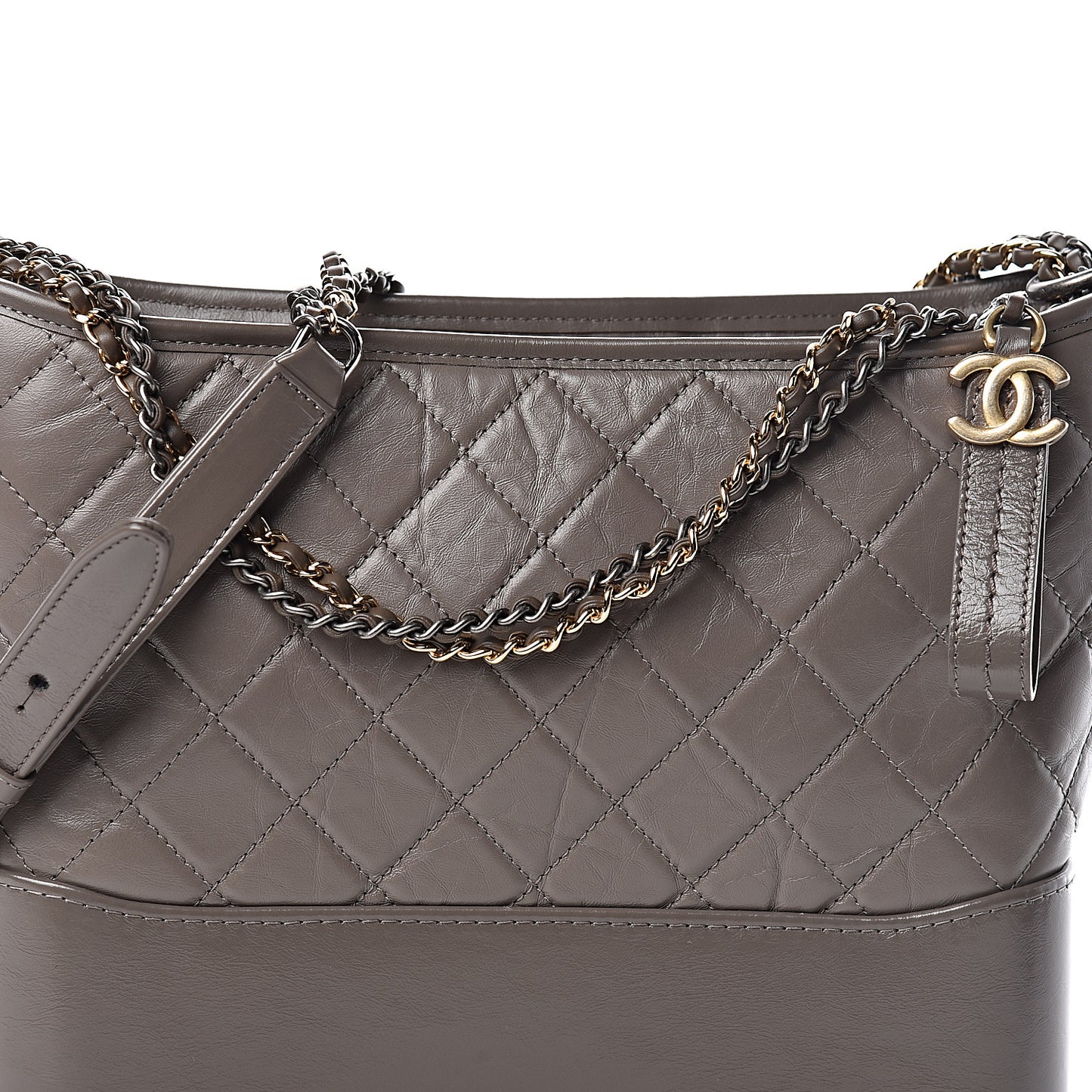 Aged Calfskin Quilted Medium Gabrielle Hobo Grey