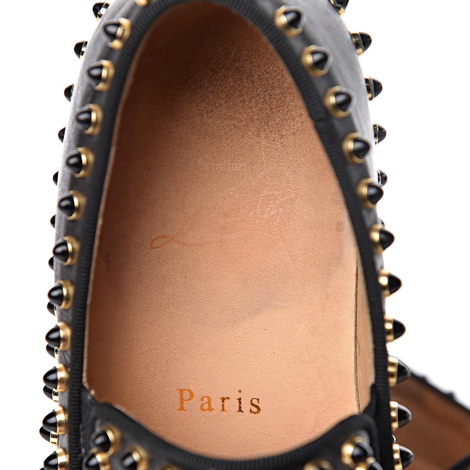 Christian Louboutin Calfskin Studded Womens Cador Flat 35.5 Black 9 of 17