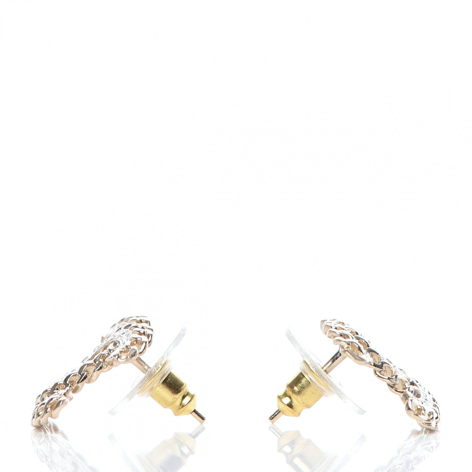 Chanel Crystal Chain CC Earrings Gold 3 of 5