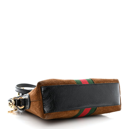 Gucci Suede Patent Web Small Ophidia Dome Shoulder Bag Nocciola Black 4 of 10