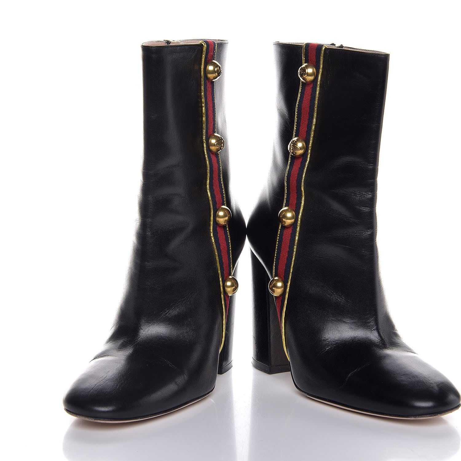 Gucci Malaga Kid Web Carly Mid Calf Boots 38.5 Black 5 of 10