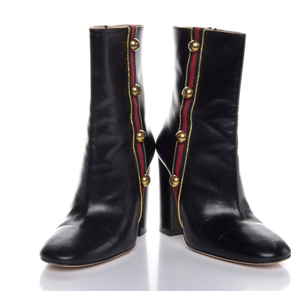 Gucci Malaga Kid Web Carly Mid Calf Boots 38.5 Black 5 of 10