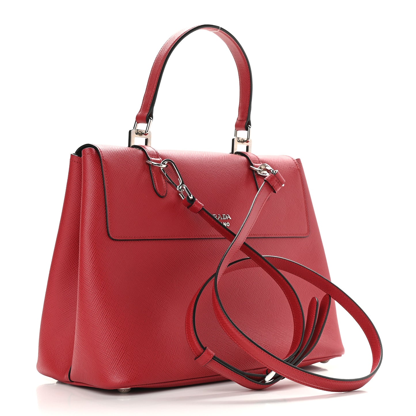 Saffiano Cuir Convertible Top Handle Tote Fuoco