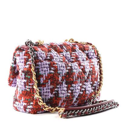 Chanel Tweed Quilted Large 19 Flap Red Purple Green 2 of 8