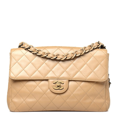 Chanel Lambskin Bekko Resin Jumbo Single Flap Beige 1 of 24