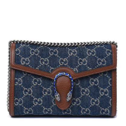 Gucci New Denim GG Monogram Dollar Calfskin Enamel Mini Dionysus Chain Wallet Blue Tea Cuir Epilog Electric Blue 1 of 4