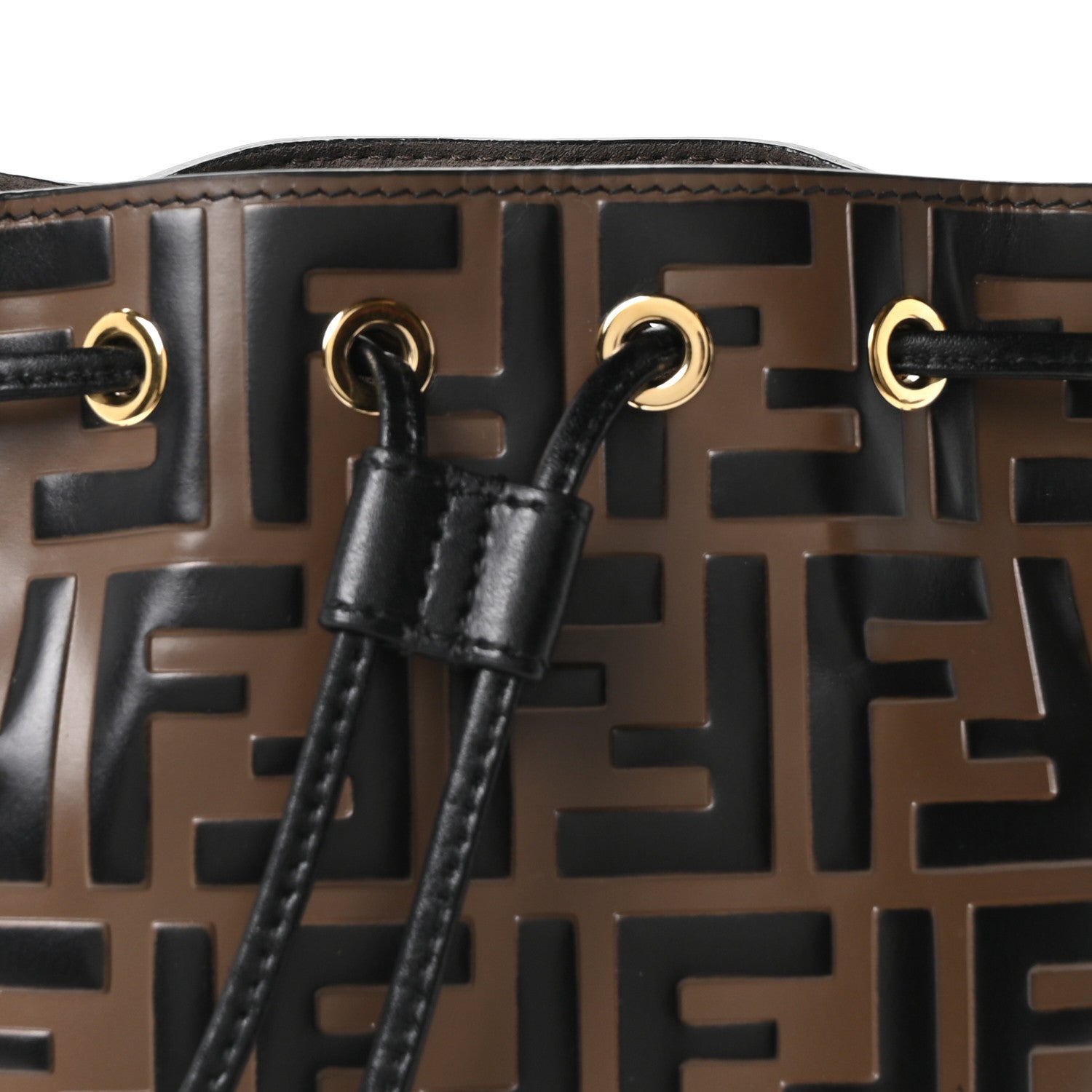 Fendi Vitello Liberty F is Fendi Bi-Color FF 1974 Embossed Mini Mon Tresor Bucket Bag Maya Black 8 of 10
