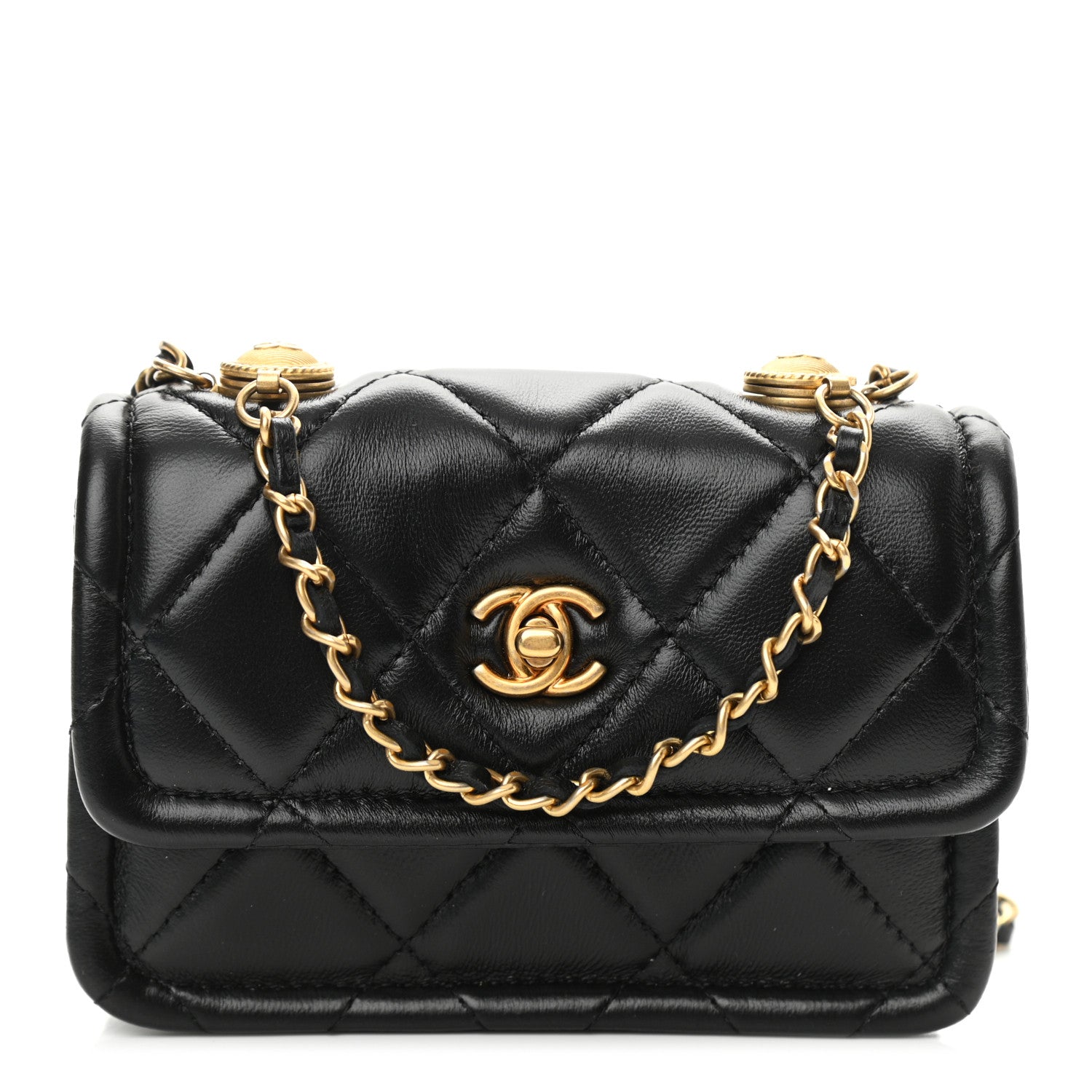 Chanel Shiny Lambskin Quilted Extra Mini Flap Black 1 of 10