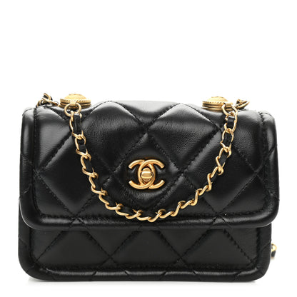 Chanel Shiny Lambskin Quilted Extra Mini Flap Black 1 of 10