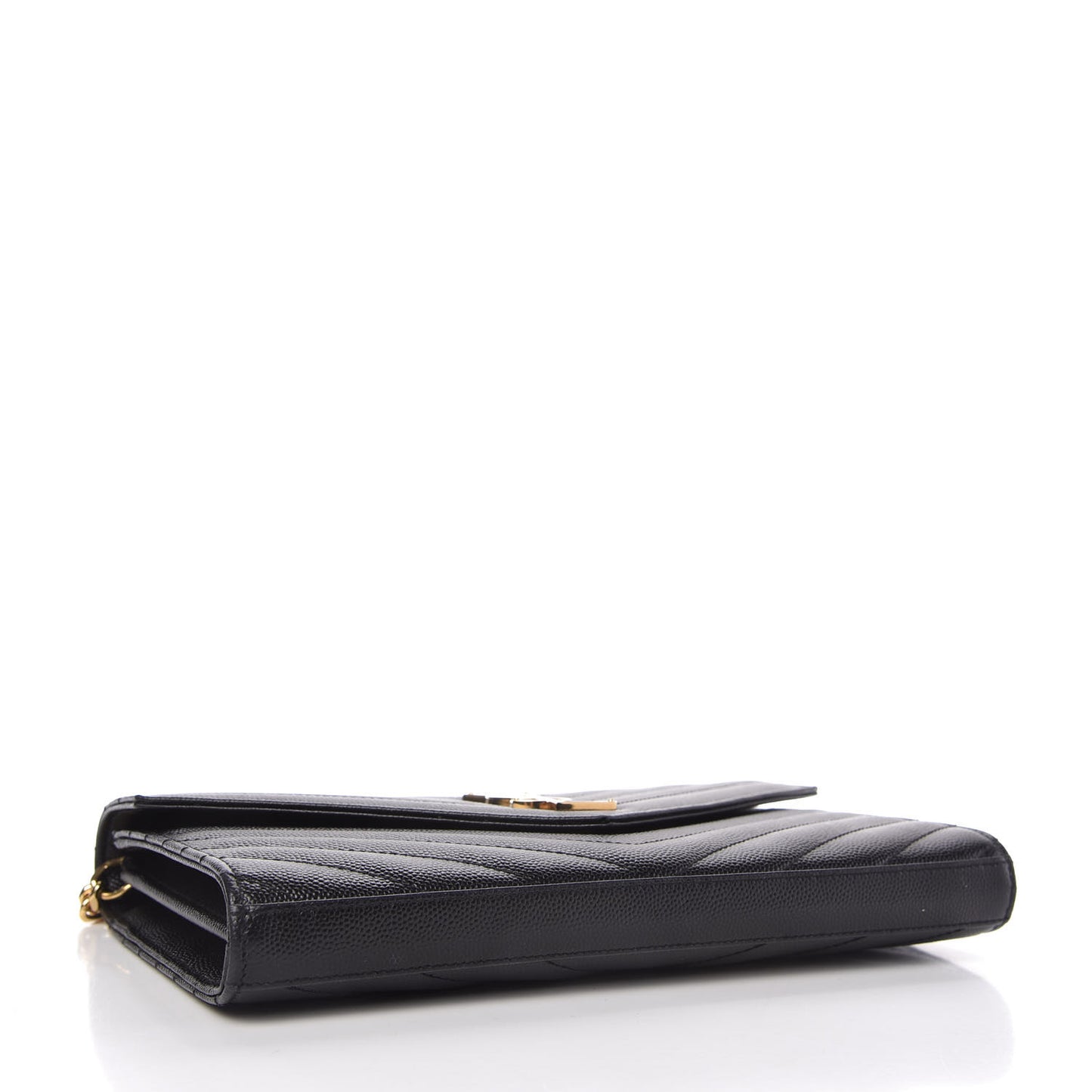 Grain De Poudre Matelasse Chevron Monogram Chain Wallet Black