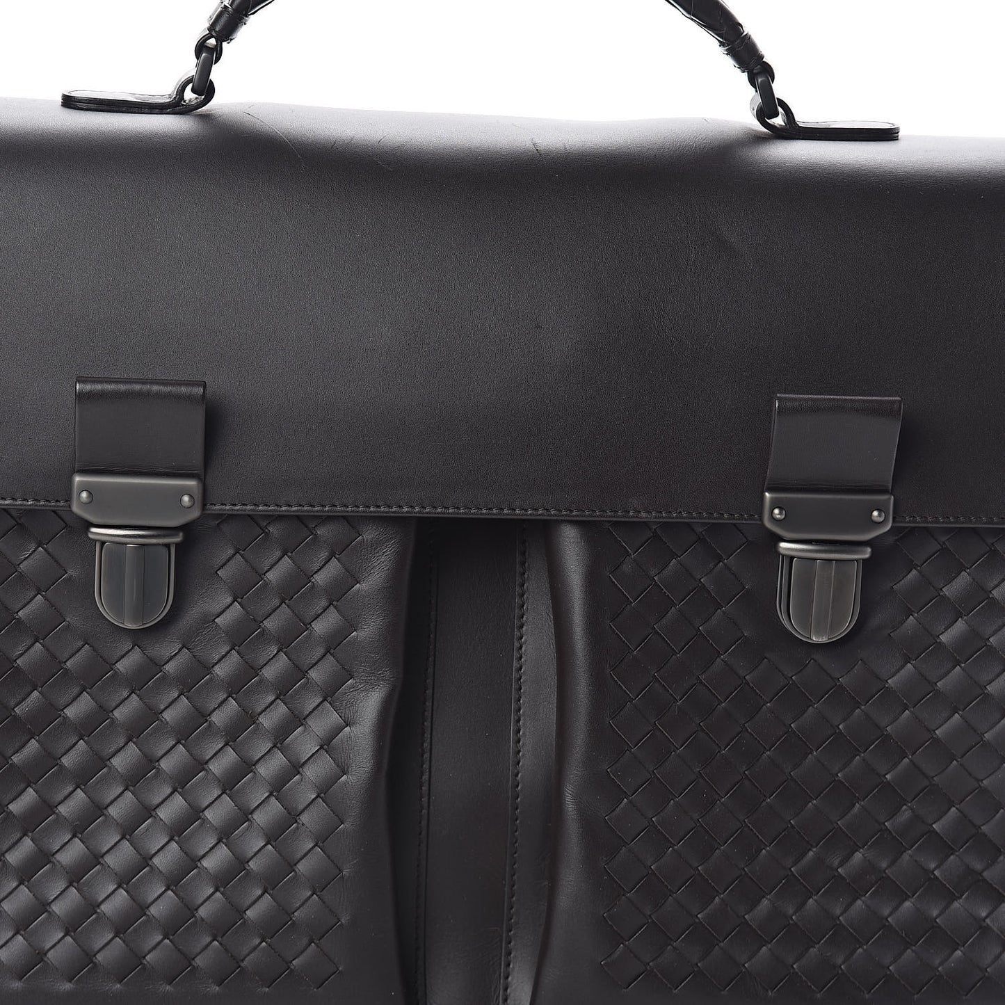 Calfskin Intrecciato Briefcase Ebano