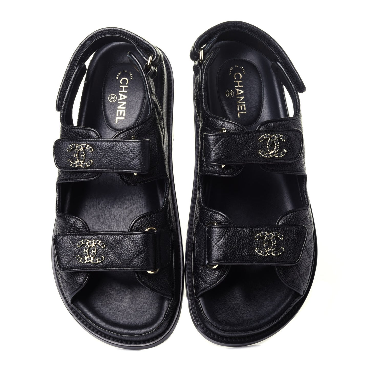 Grained Calfskin Velcro Dad Sandals 36.5 Black