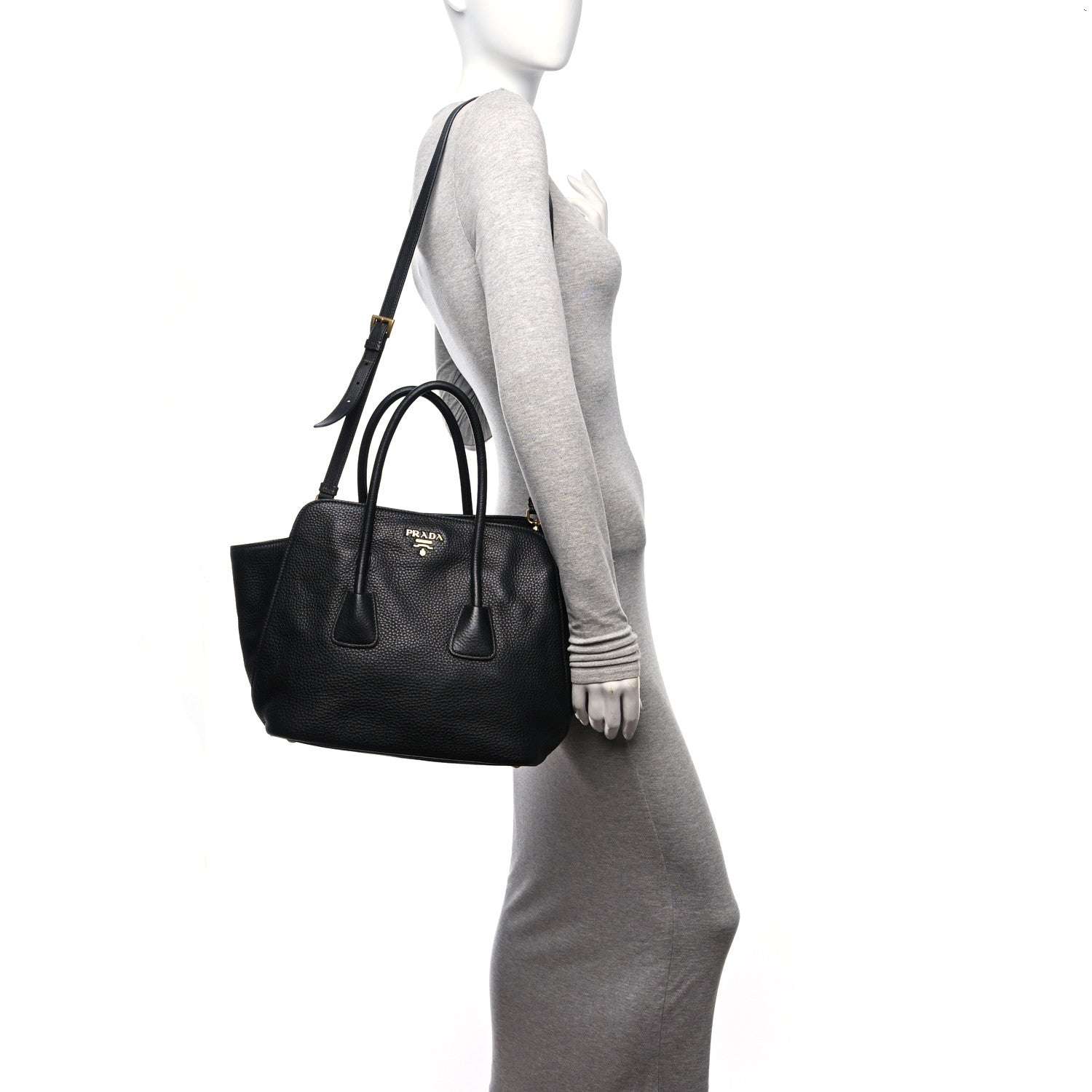 Prada Vitello Daino Shopping Tote Black 2 of 10