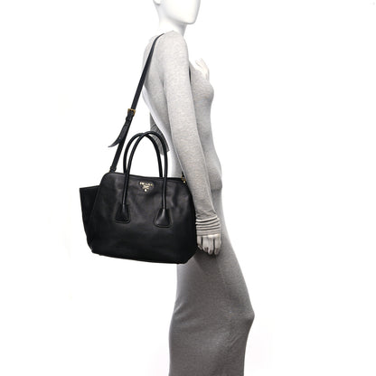 Prada Vitello Daino Shopping Tote Black 2 of 10