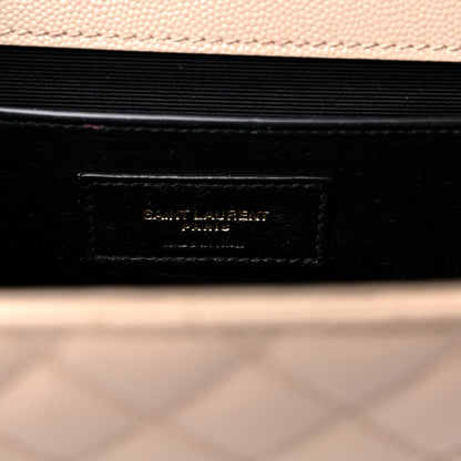 Saint Laurent Grain De Poudre Textured Mixed Matelasse Medium Triquilt Monogram Satchel Dark Beige 7 of 16