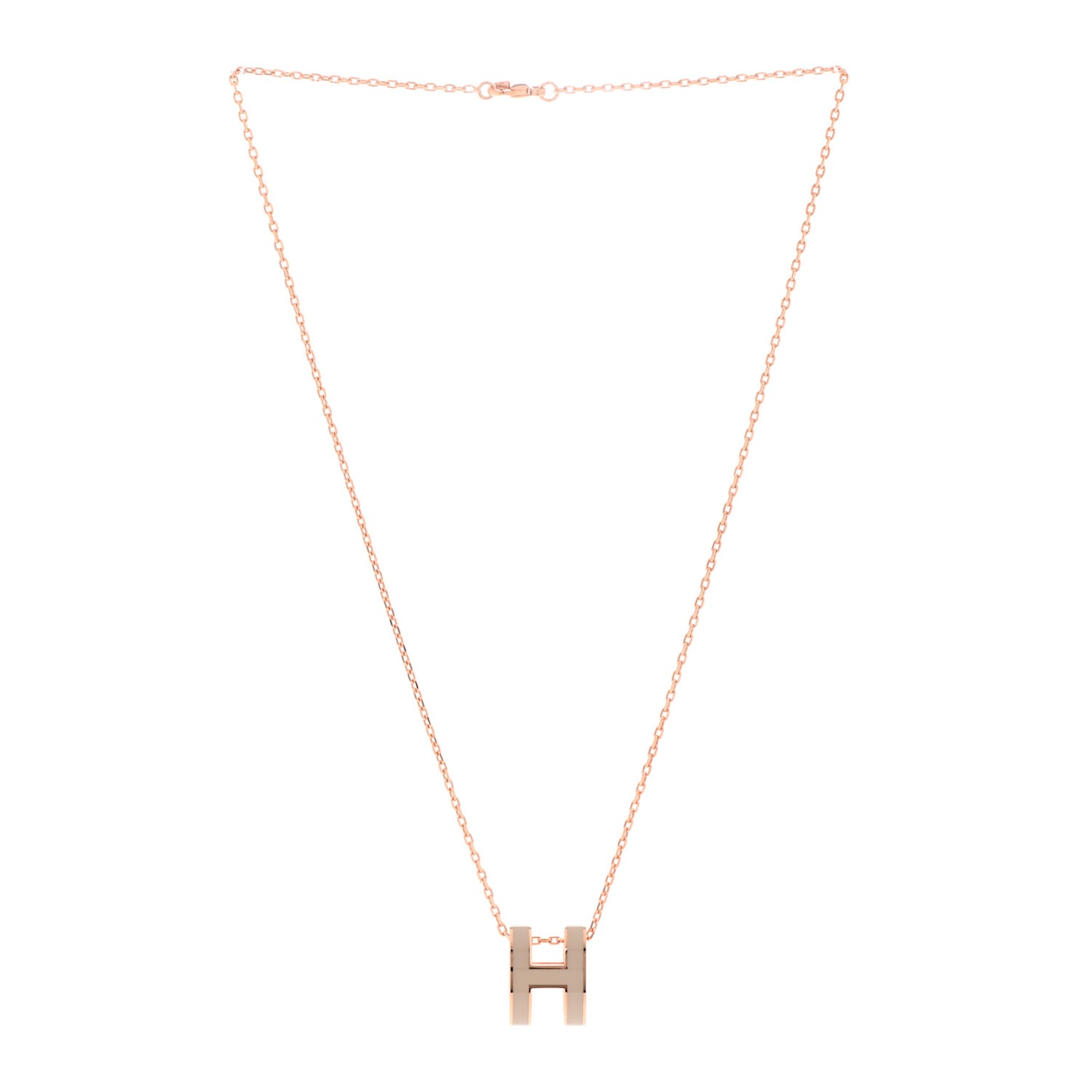 Lacquered Rose Gold Pop H Pendant Necklace Marron Glace