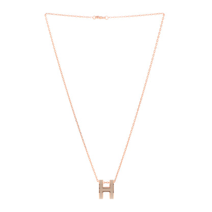 Hermes Lacquered Rose Gold Pop H Pendant Necklace Marron Glace 3 of 7