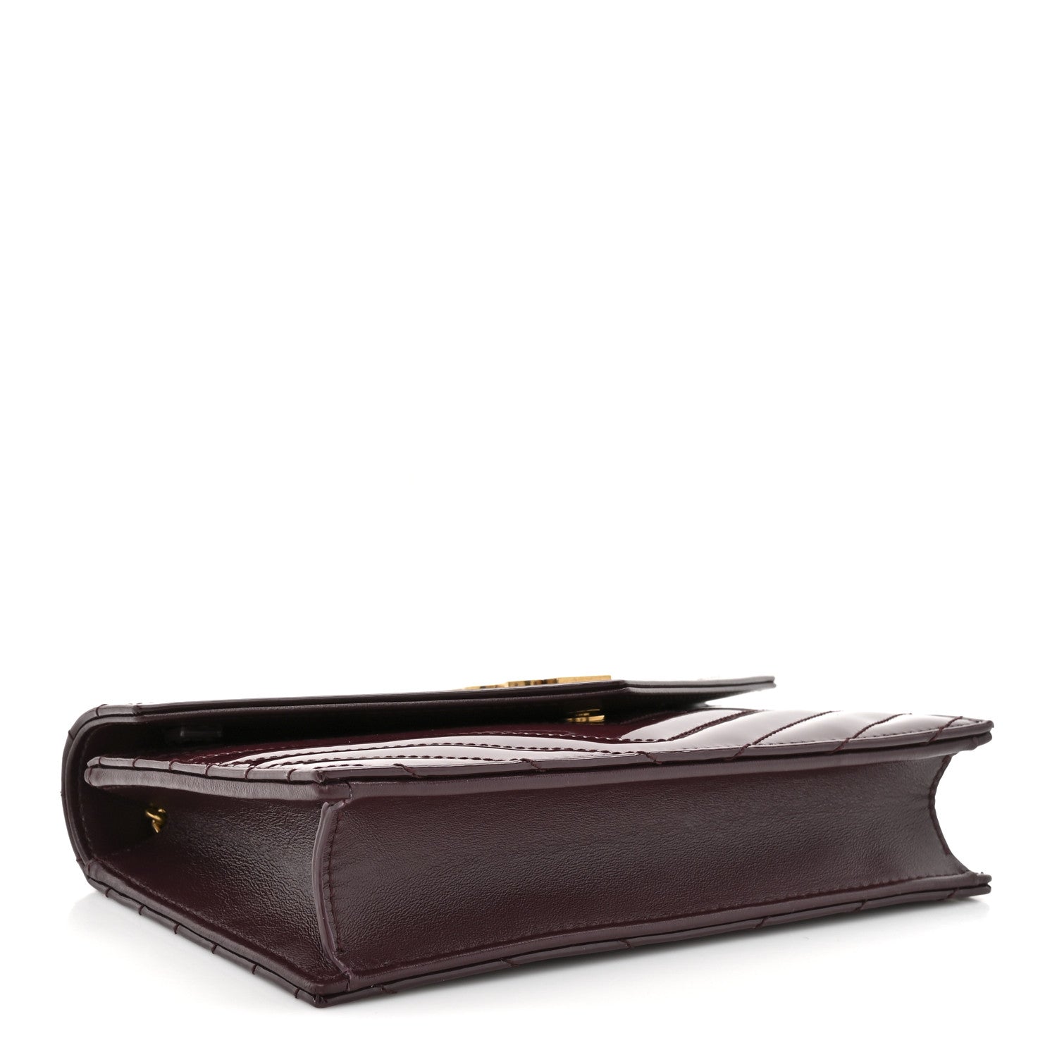 Saint Laurent Vernice Matelasse Chevron Monogram Envelope Chain Wallet Dark Red Wine 4 of 13