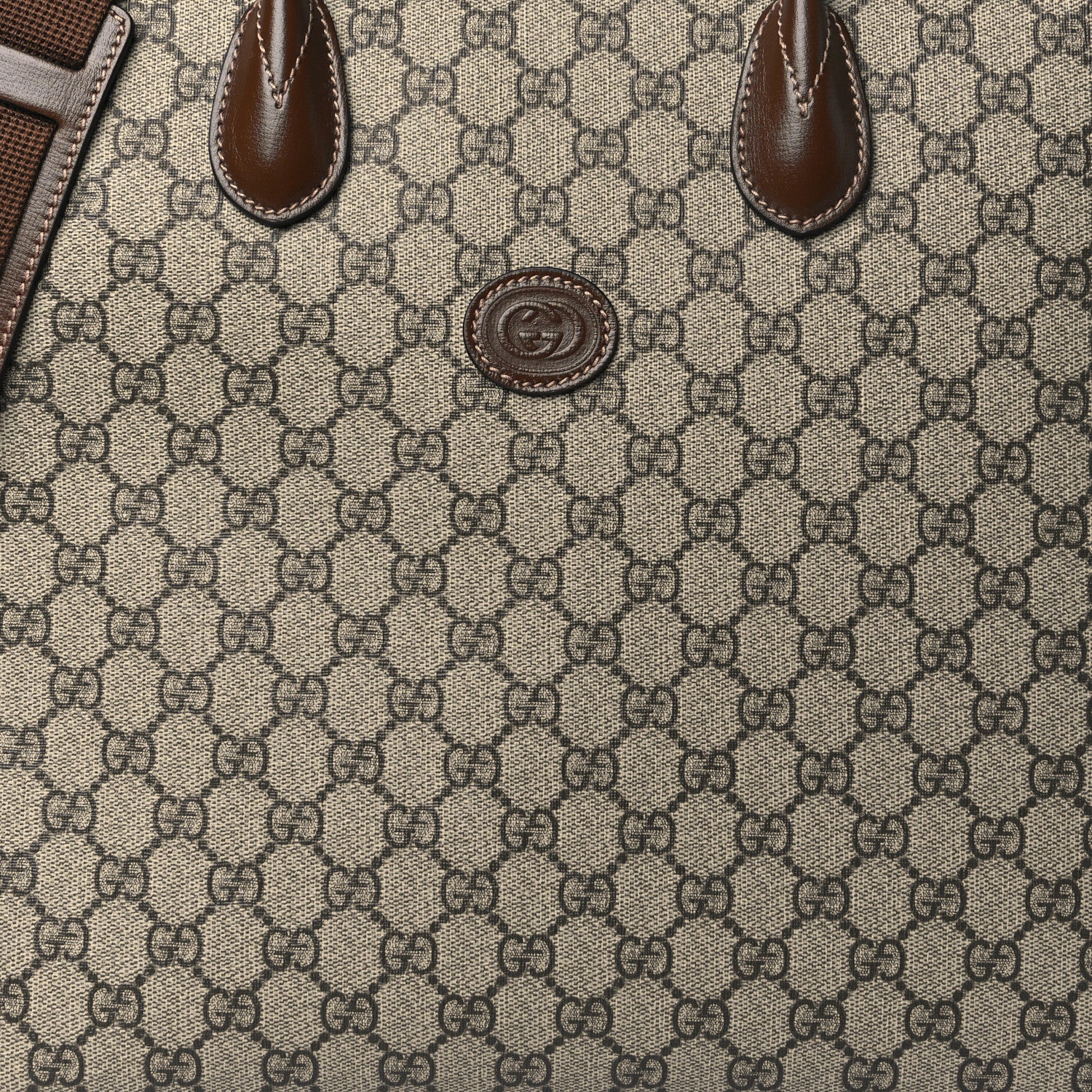 Gucci GG Supreme Monogram Azalea Calfskin Medium Retro Interlocking G Tote Bag Beige Ebony Brown Sugar 9 of 11