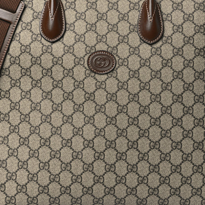 Gucci GG Supreme Monogram Azalea Calfskin Medium Retro Interlocking G Tote Bag Beige Ebony Brown Sugar 9 of 11