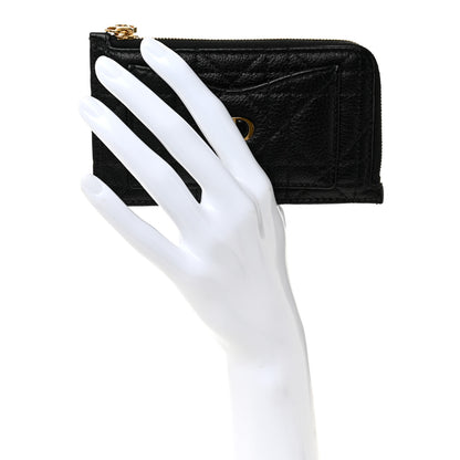 Christian Dior Supple Calfskin Cannage Caro Cosmos Zipped Card Holder Black 2 of 8