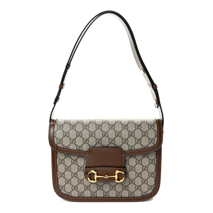 Gucci GG Supreme Monogram Horsebit 1955 Shoulder Bag Beige Brown Sugar 1 of 11