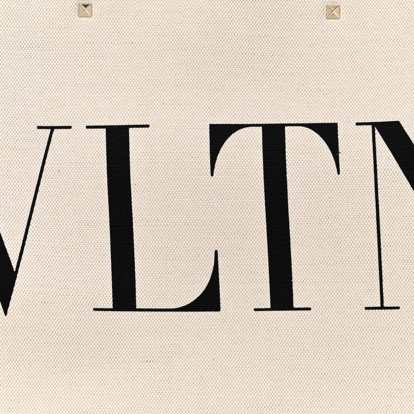 Canvas VLTN Print Large Tote Natural Black