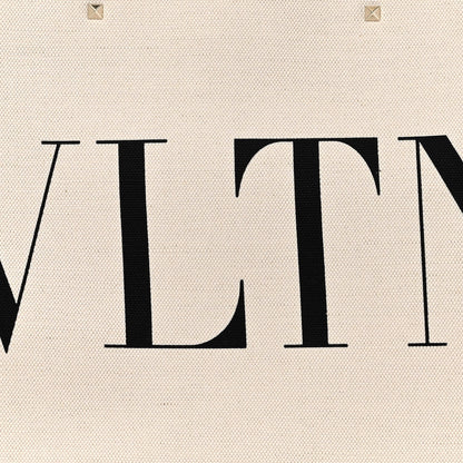 Valentino Garavani Canvas VLTN Print Large Tote Natural Black 7 of 10