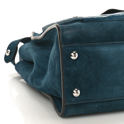 Fendi Chamois Karung Shiny Nappa Medium 3 Pocket Peekaboo Iconic Satchel Cobalto Petrolio 8 of 9