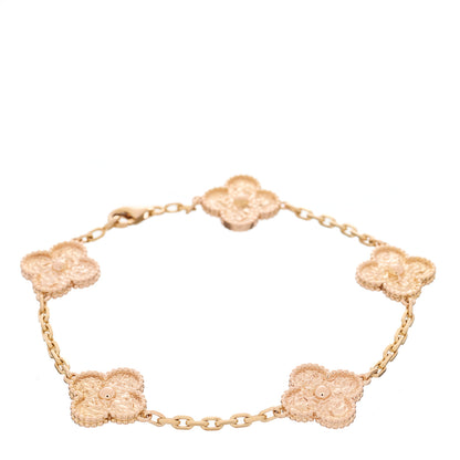 Van Cleef & Arpels 18K Rose Gold 5 Motifs Vintage Alhambra Bracelet 1 of 4