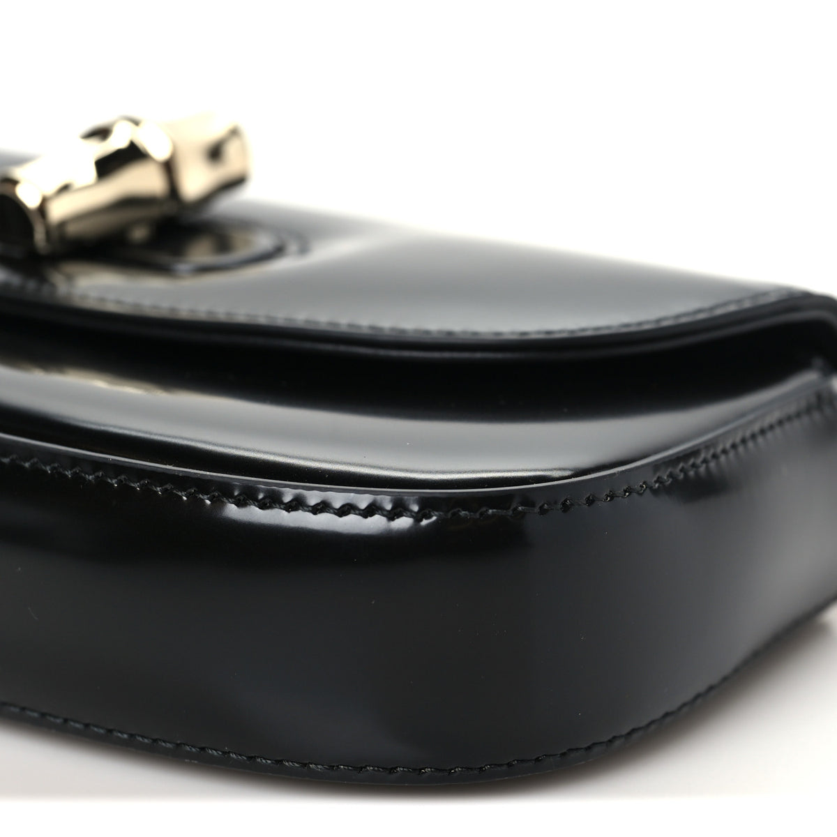 Shiny Calfskin Small Bamboo Night Bag Black