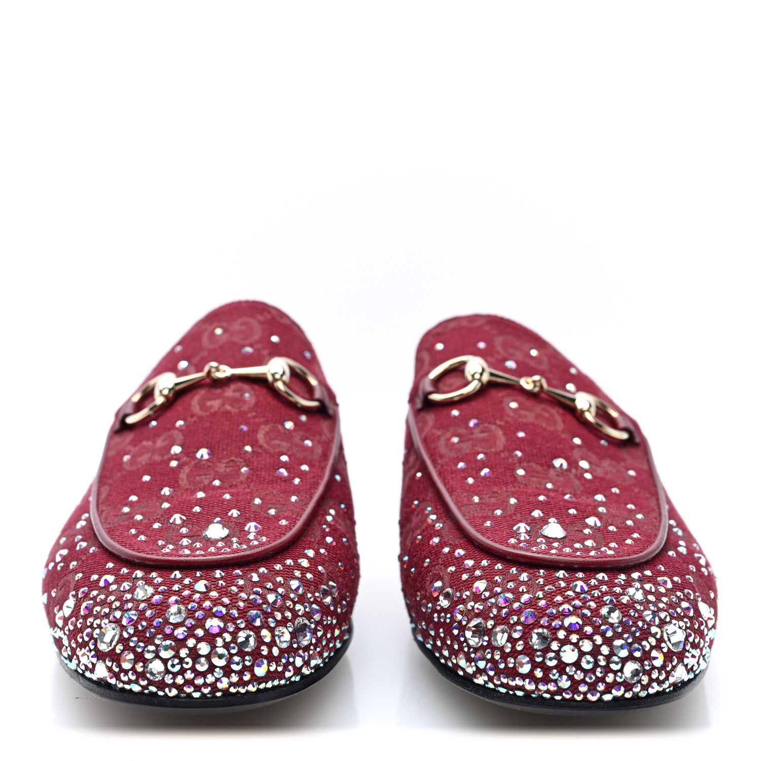 Gucci Crystal Canvas GG Monogram Nappa Womens Princetown Slippers 37.5 Rosso Ancora 3 of 9