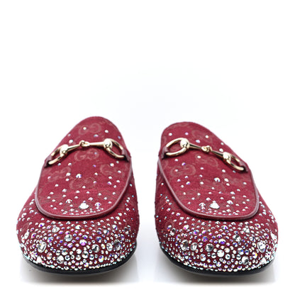Gucci Crystal Canvas GG Monogram Nappa Womens Princetown Slippers 37.5 Rosso Ancora 3 of 9