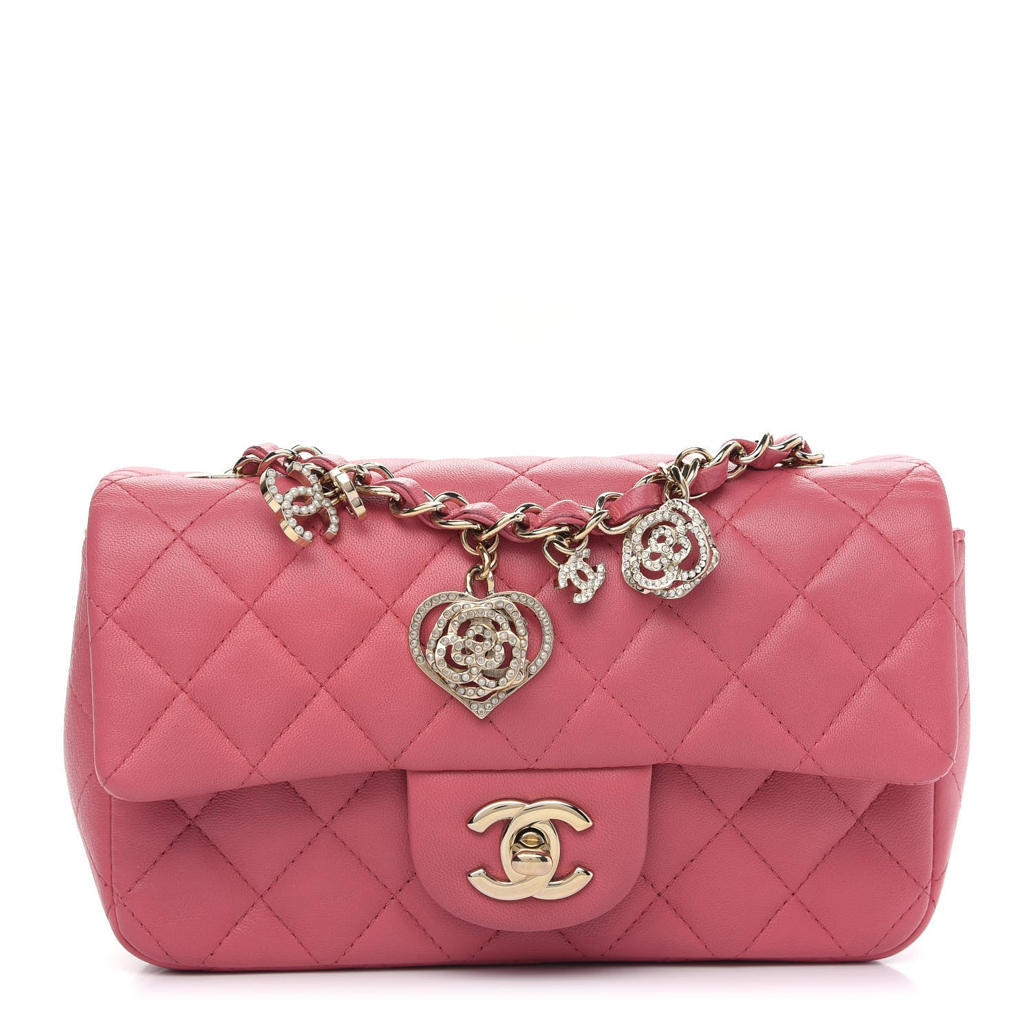 Chanel Lambskin Quilted Valentine Charms Mini Rectangular Flap Pink 1 of 10